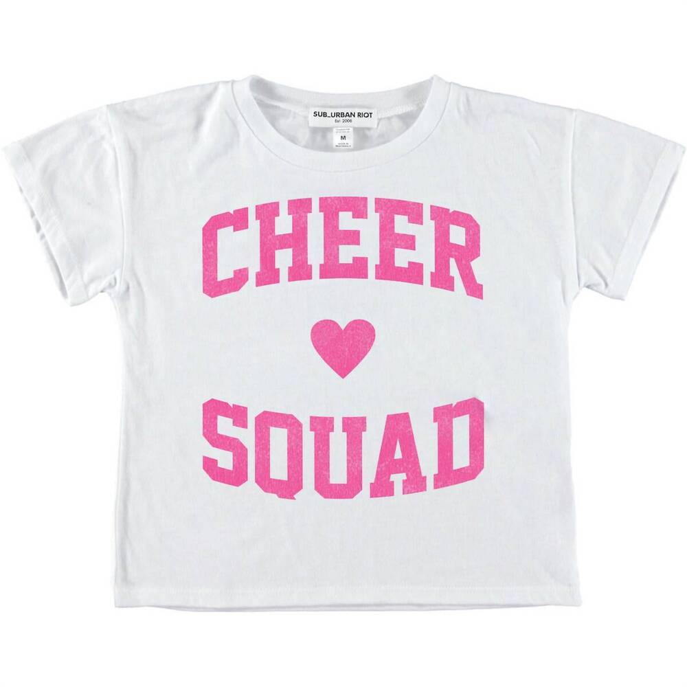 NEW SUBURBAN RIOT girl's cheer squad boxy tee in white